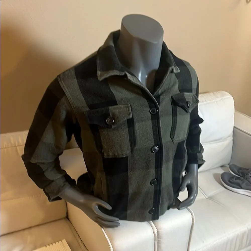 Lucky Brand Men’s Green & Black Flannel Shirt Jacket with Pockets Size Small